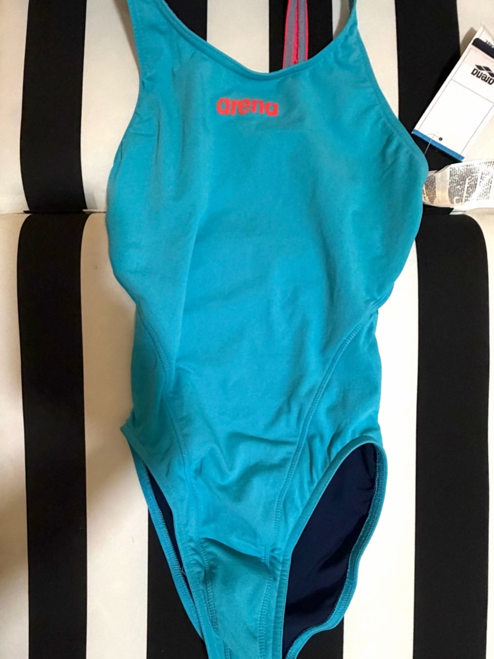 Arena Teal One-Piece Swimsuit with Coral Logo Accent